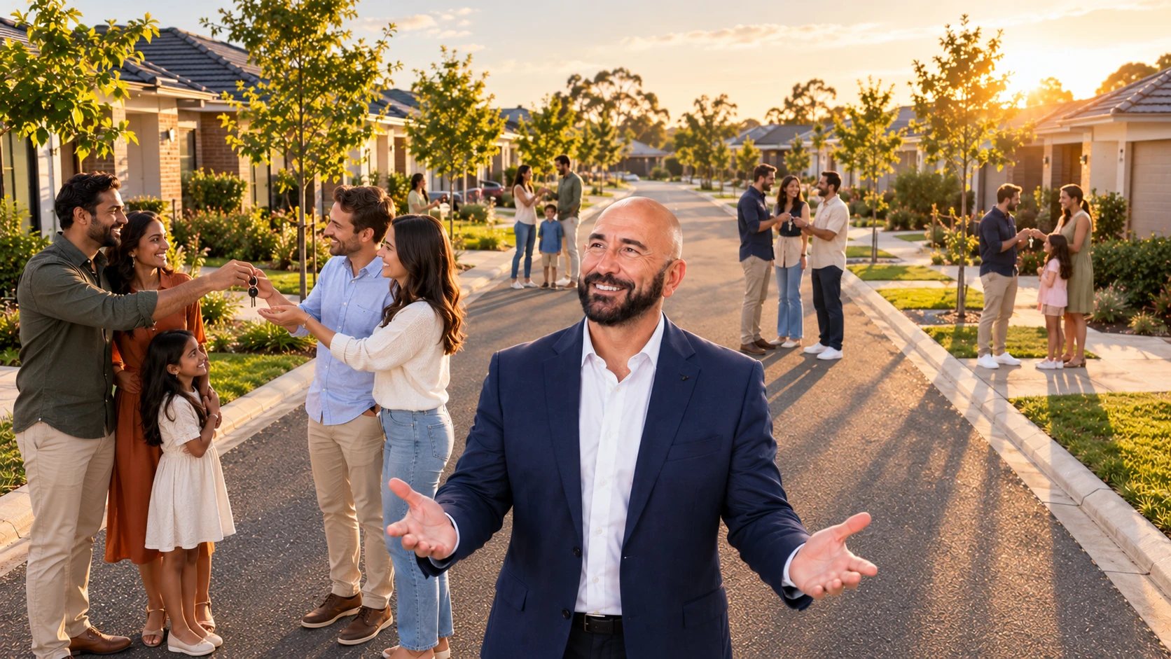 Julio De Laffitte on Nice Street, a street of new homes, with families receiving their keys